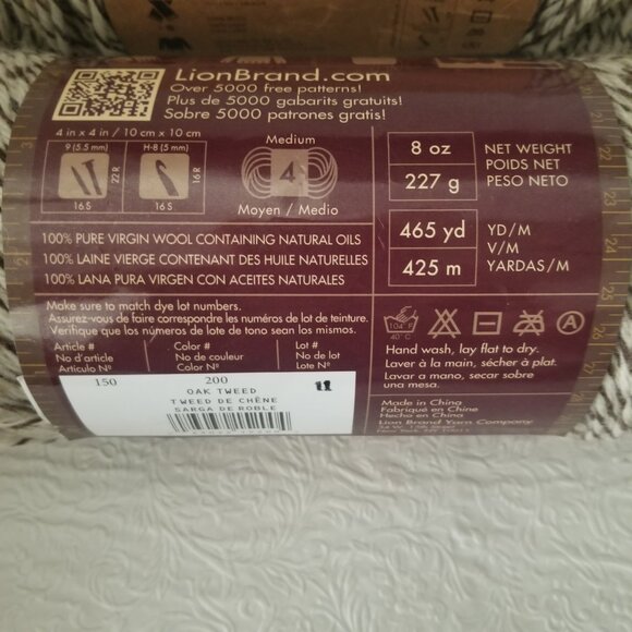 Lyon Brand Yarn Fishermans Wool  200 Oak Tweed Pure Virgin Wool Beige Brown - Picture 9 of 10